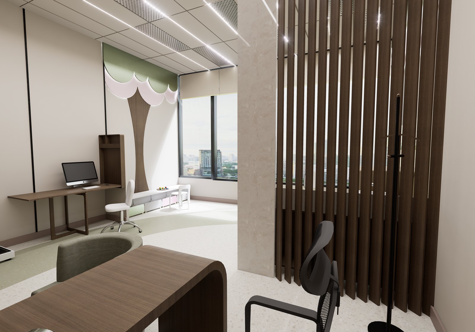 Consultation room with timber screen