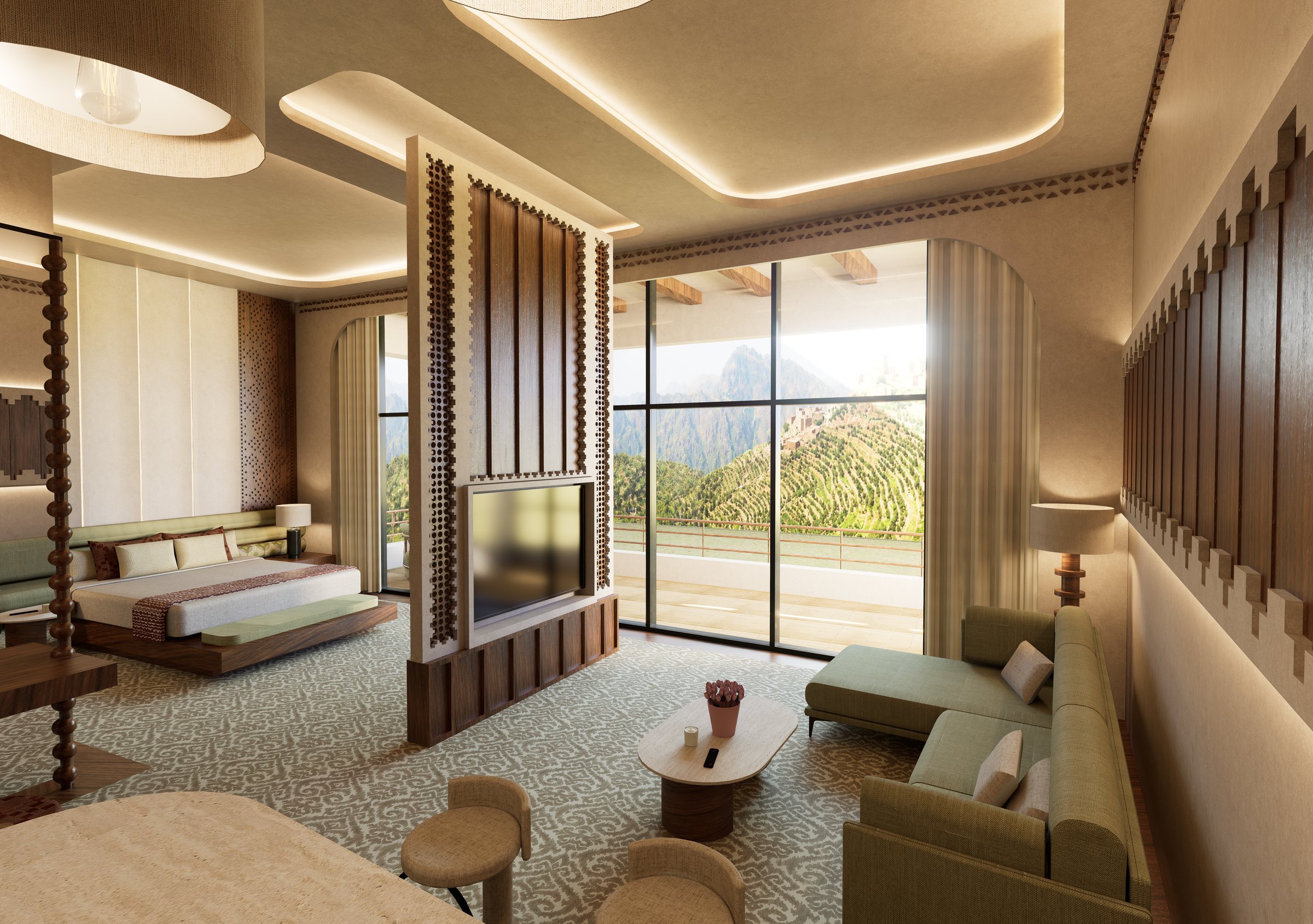 Master room living area overlooking the mountains